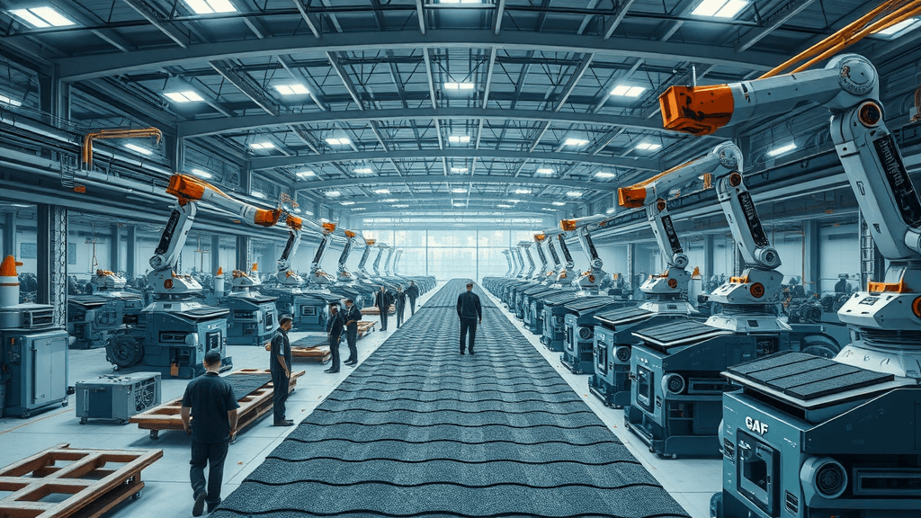 GAF industrial facility with advanced asphalt shingle manufacturing