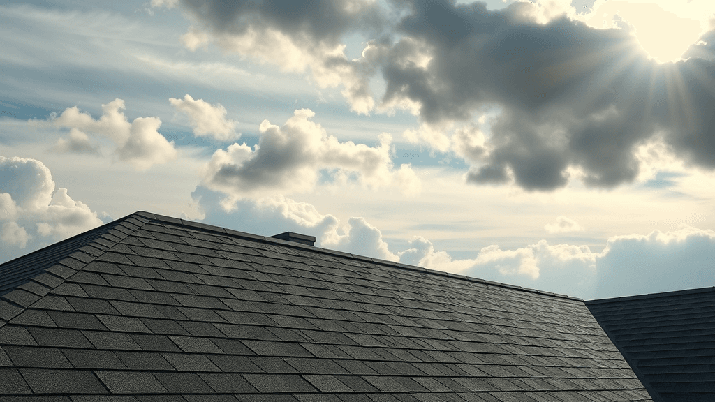 modern rooftop with sturdy asphalt shingles under dramatic sky