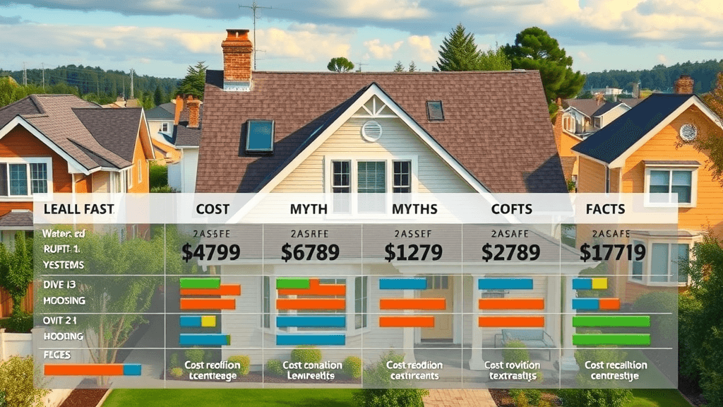 roof replacement cost infographic showing average roof replacement cost and demystifying common myths
